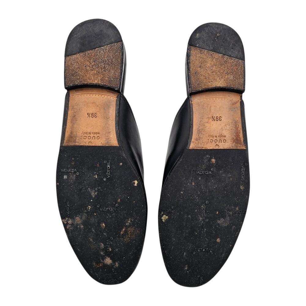 Gucci Princetown Horsebit Flat Slide Mule Black Leather Gold Size 39.5 US 9.5 - Picture 8 of 10